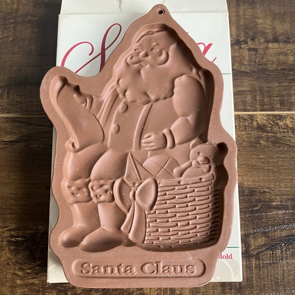 Vintage 1993 Longaberger Pottery Santa Claus Cookie Mold 3rd Edition Box USA
